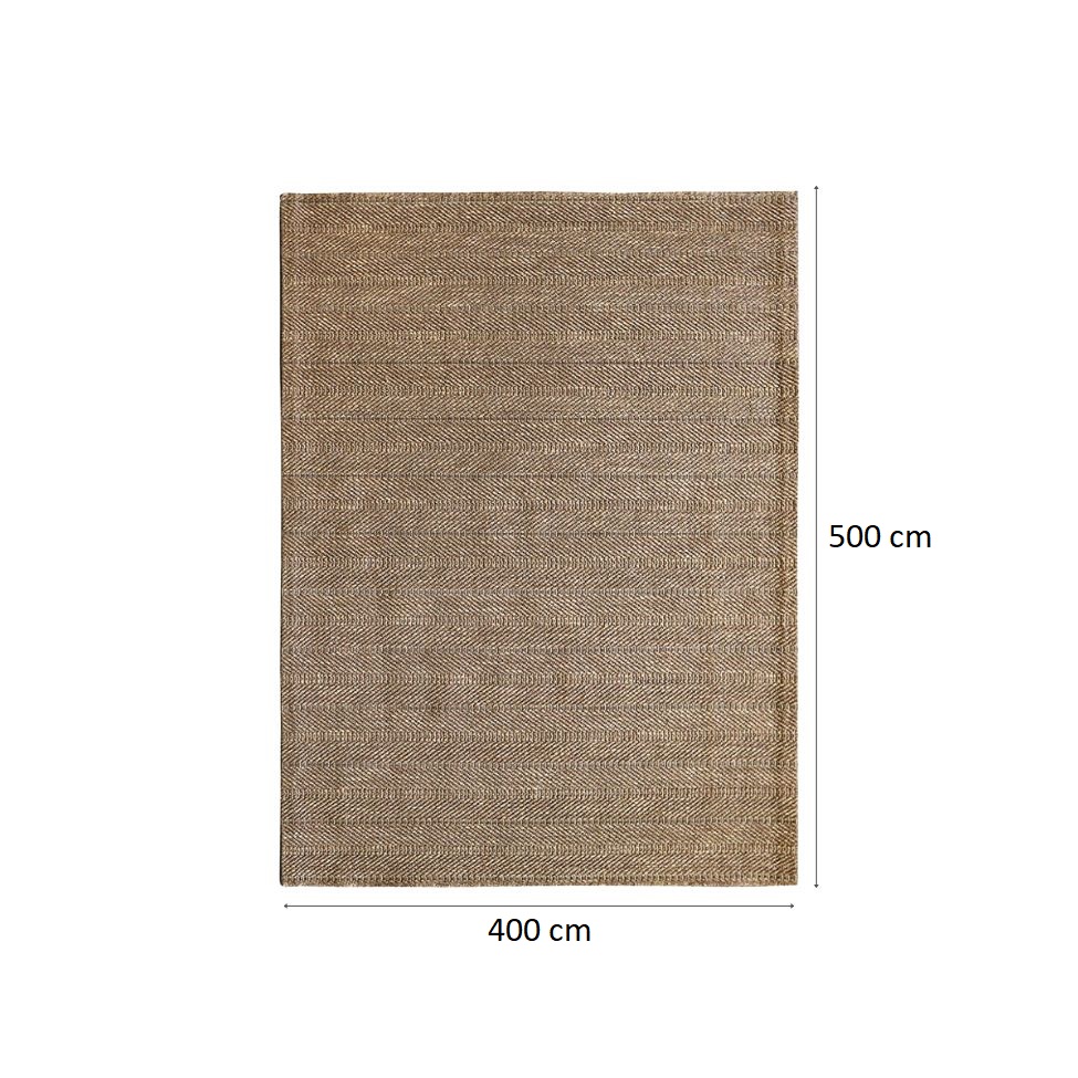 Tapete Eco Terra Madeira Retangular Bouclé (400x500) Bege