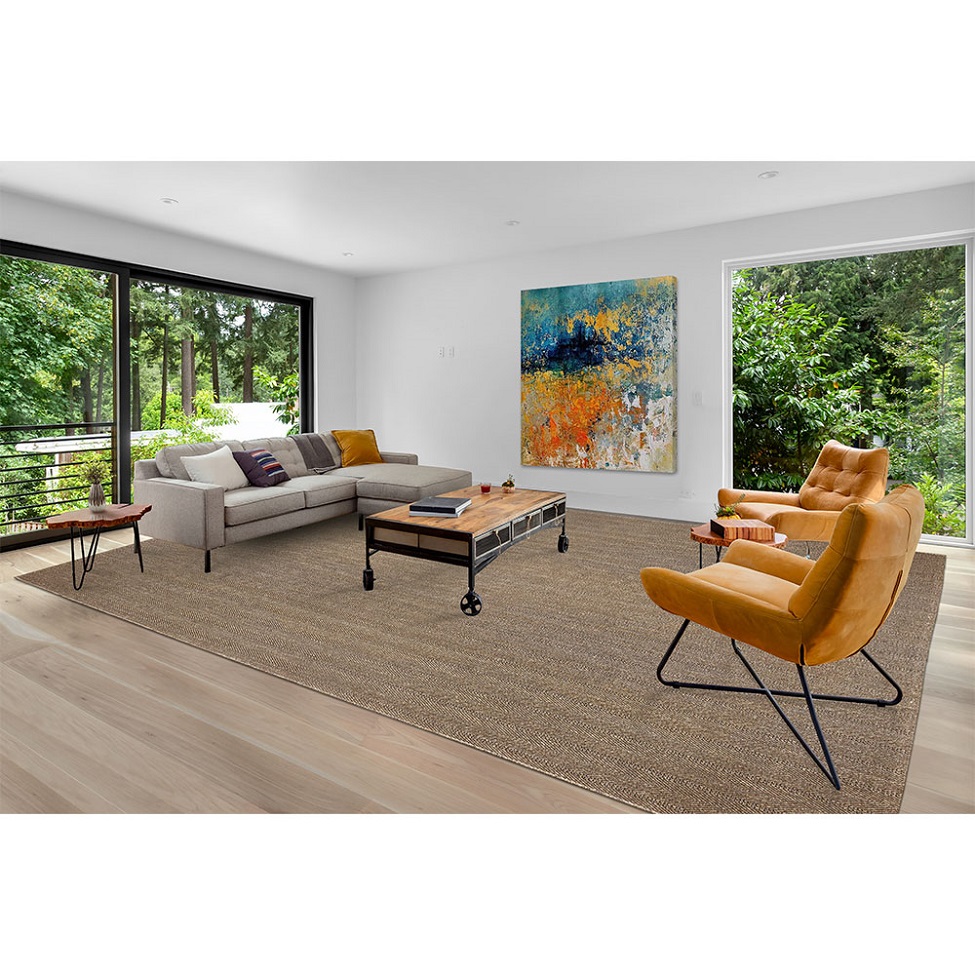 Tapete Eco Terra Madeira Retangular Bouclé (400x600) Bege