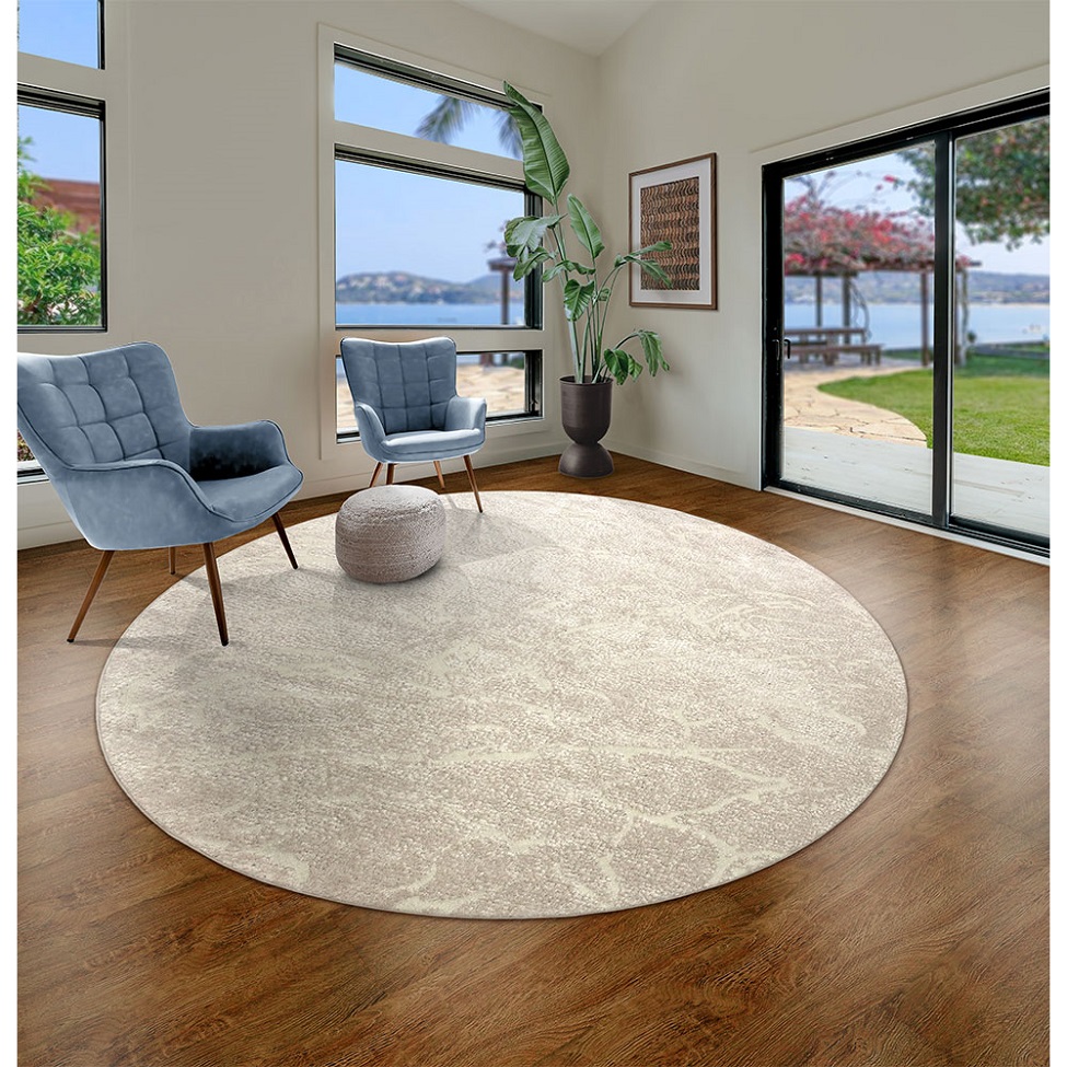 Tapete Glamour Diamante Redondo Bouclé (190x190) Bege