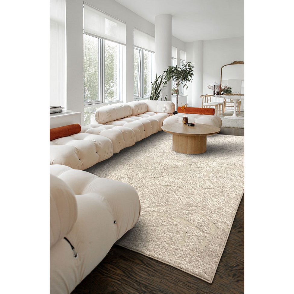 Tapete Glamour Diamante Retangular Bouclé (200x290) Bege