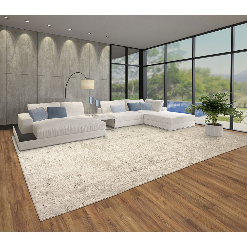 Tapete Glamour Inox Retangular Bouclé (290x390) Bege