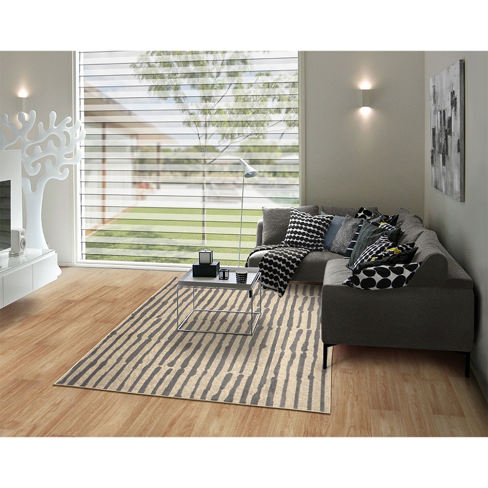 Tapete Herat Alameda Retangular Veludo (150x200) Bege e Cinza