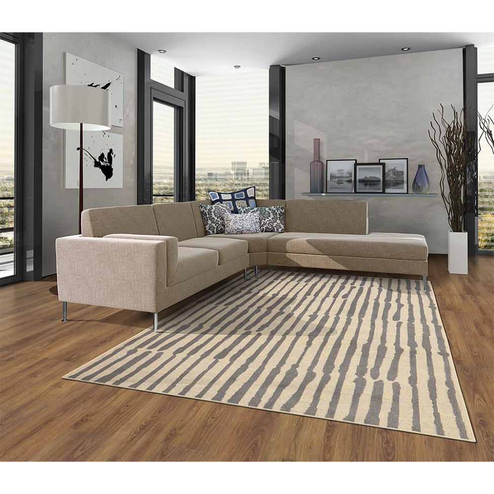 Tapete Herat Alameda Retangular Veludo (200x250) Bege e Cinza
