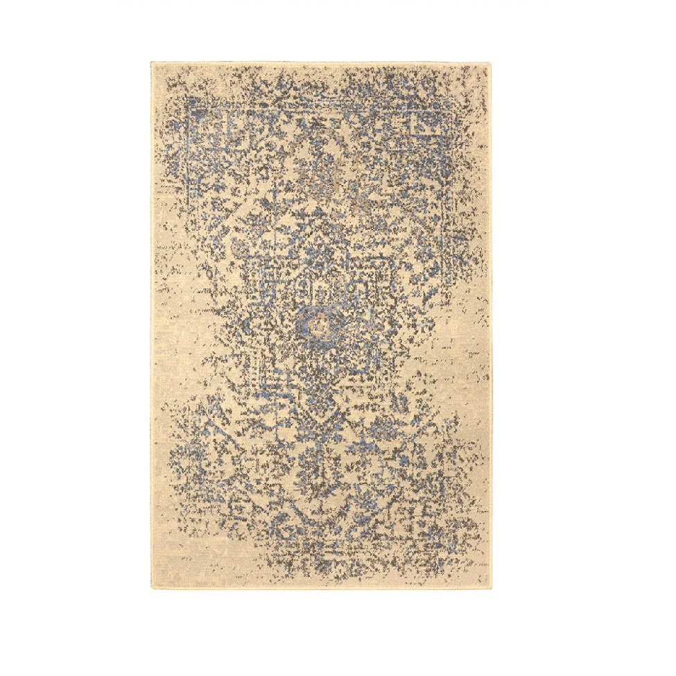 Tapete Herat Dama Retangular Veludo (100x150) Bege e Cinza