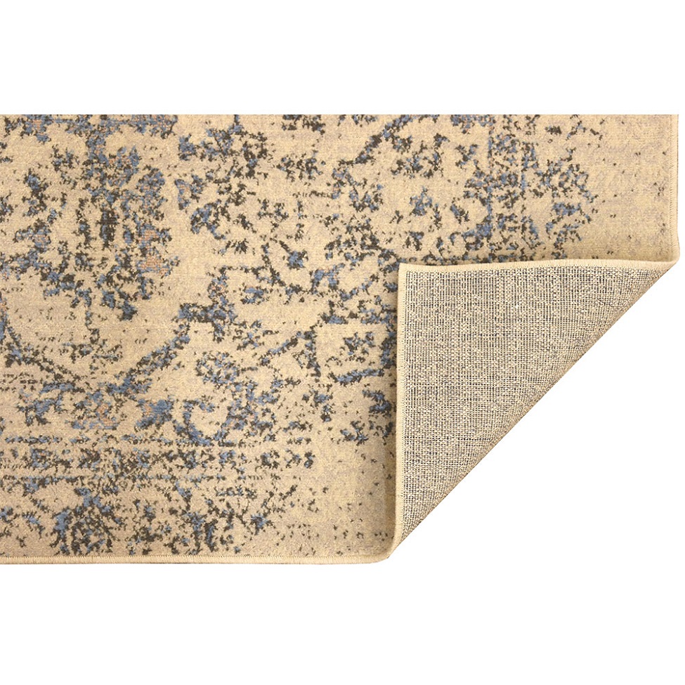 Tapete Herat Dama Retangular Veludo (100x150) Bege e Cinza
