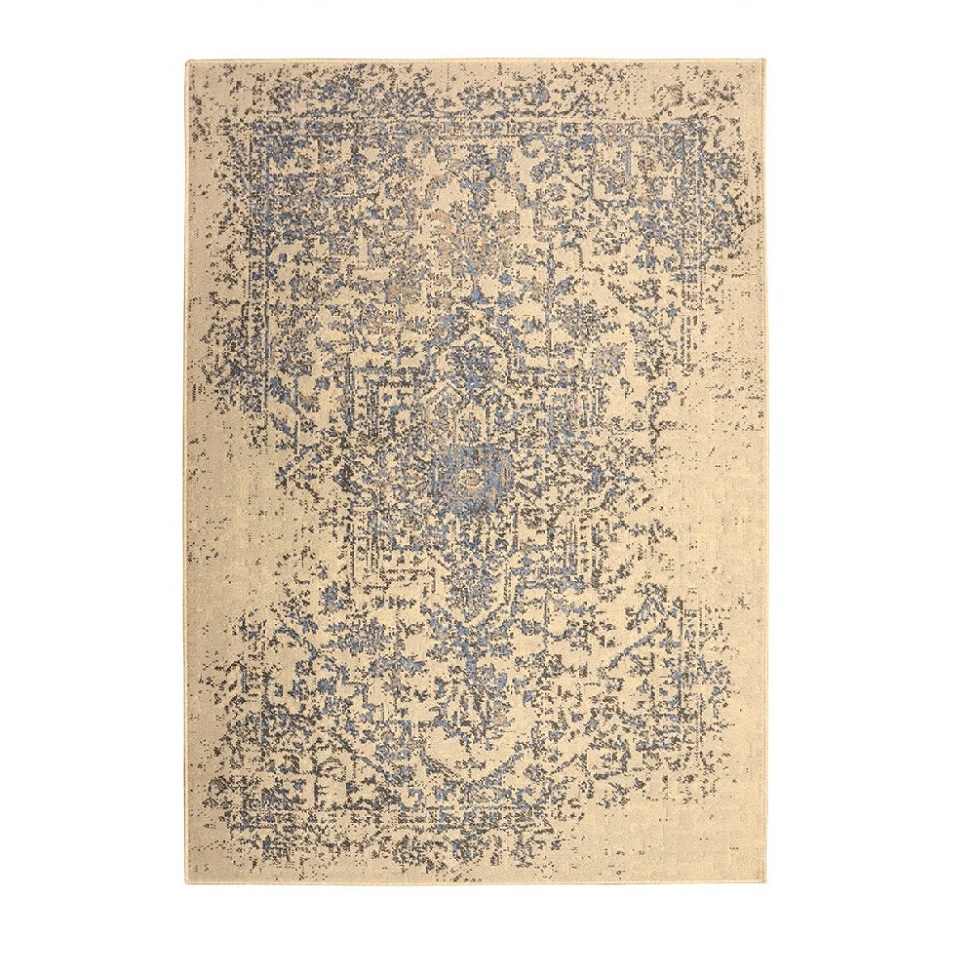 Tapete Herat Dama Retangular Veludo (150x200) Bege e Cinza