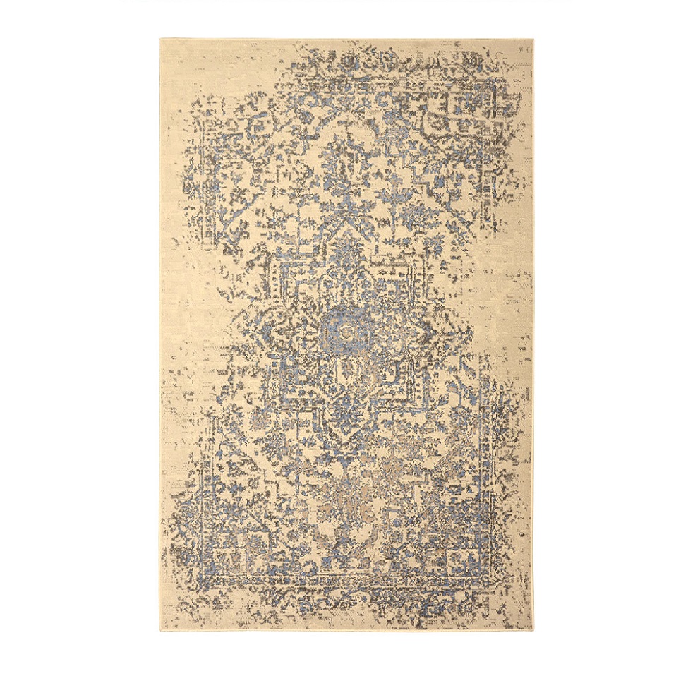 Tapete Herat Dama Retangular Veludo (200x300) Bege e Cinza