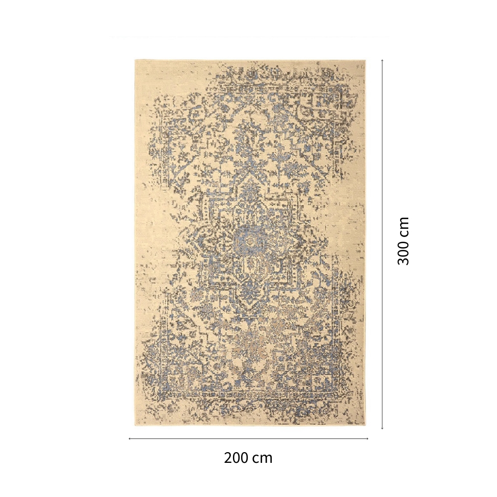 Tapete Herat Dama Retangular Veludo (200x300) Bege e Cinza