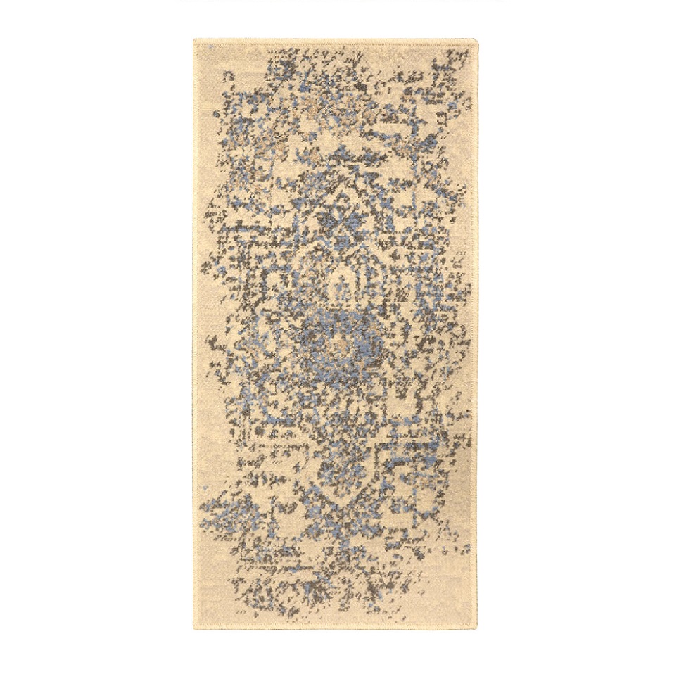 Tapete Herat Dama Retangular Veludo (50x100) Bege e Cinza