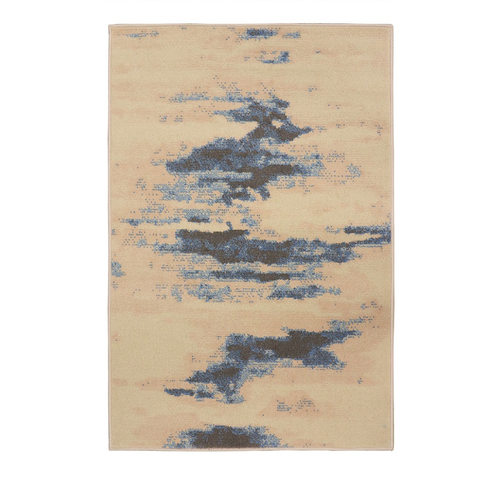 Tapete Herat Horizonte Retangular Veludo (100x150) Bege e Cinza
