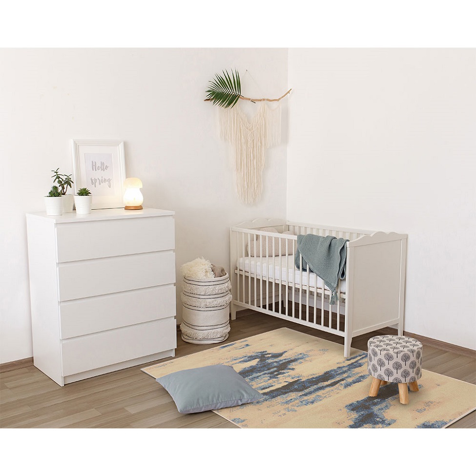 Tapete Herat Horizonte Retangular Veludo (100x150) Bege e Cinza