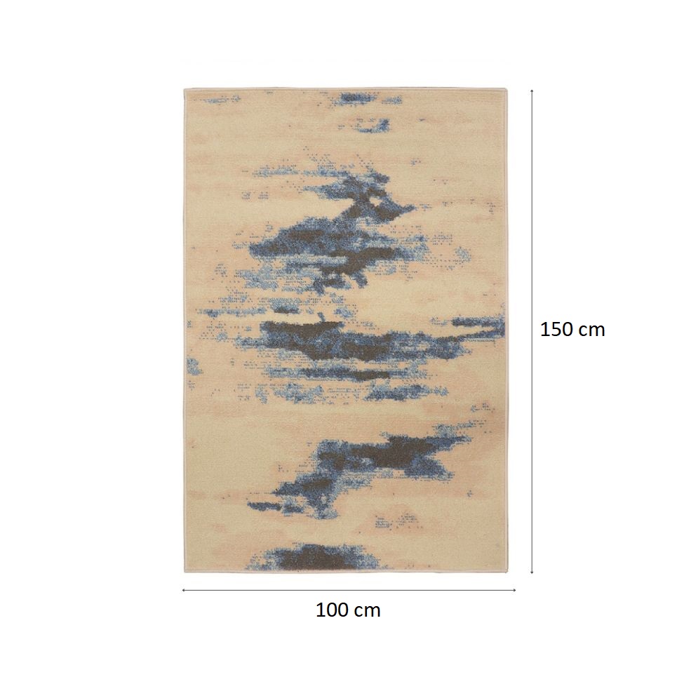 Tapete Herat Horizonte Retangular Veludo (100x150) Bege e Cinza