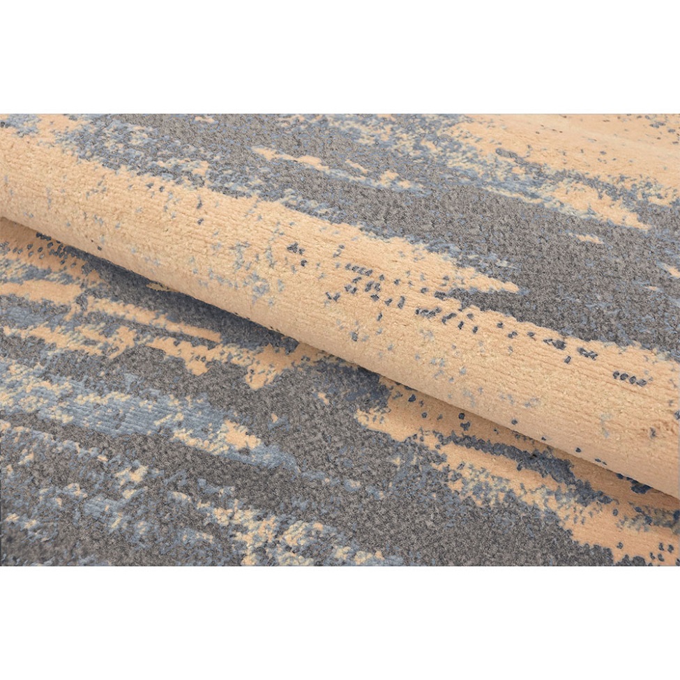 Tapete Herat Horizonte Retangular Veludo (100x150) Bege e Cinza