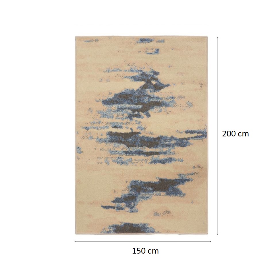 Tapete Herat Horizonte Retangular Veludo (150x200) Bege e Cinza