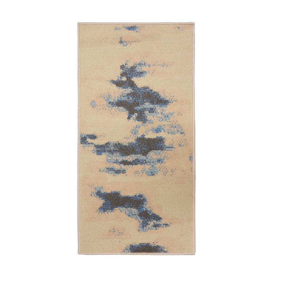 Tapete Herat Horizonte Retangular Veludo (50x100) Bege e Cinza