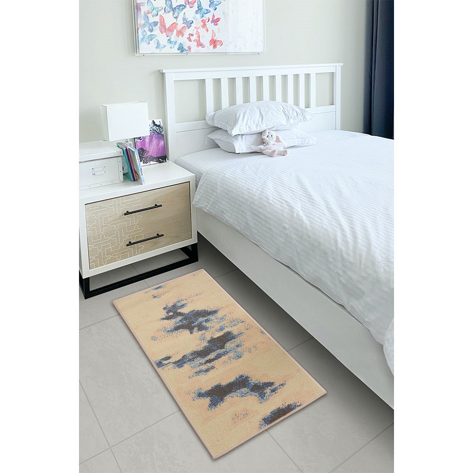 Tapete Herat Horizonte Retangular Veludo (50x100) Bege e Cinza