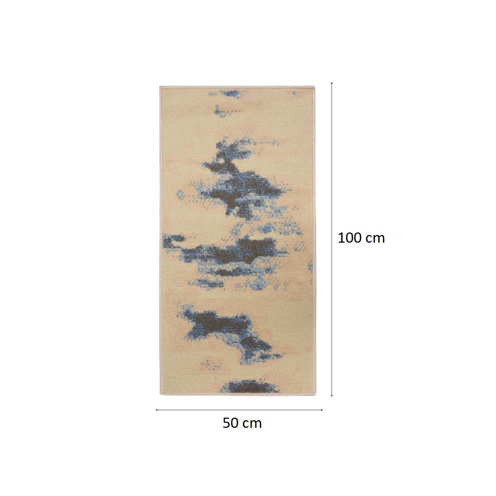 Tapete Herat Horizonte Retangular Veludo (50x100) Bege e Cinza