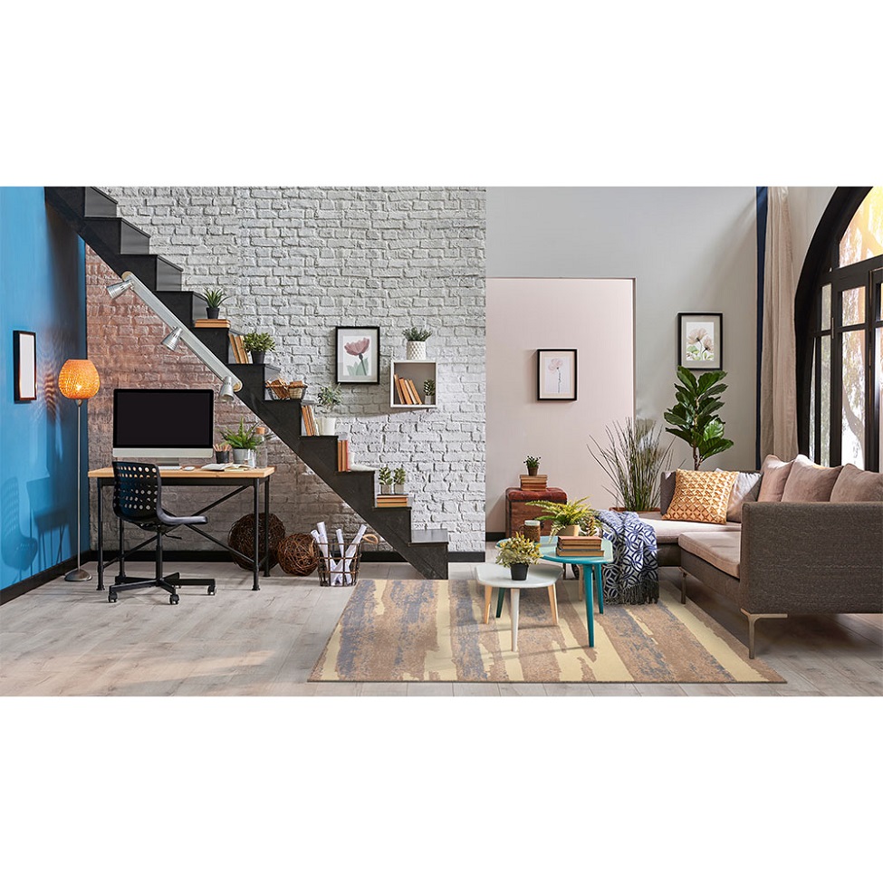 Tapete Herat Litoral Retangular Veludo (150x200) Bege e Cinza