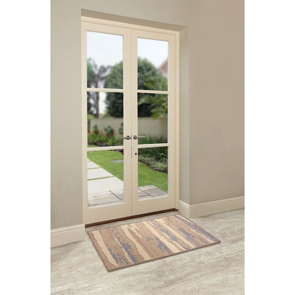 Tapete Herat Litoral Retangular Veludo (50x100) Bege e Cinza
