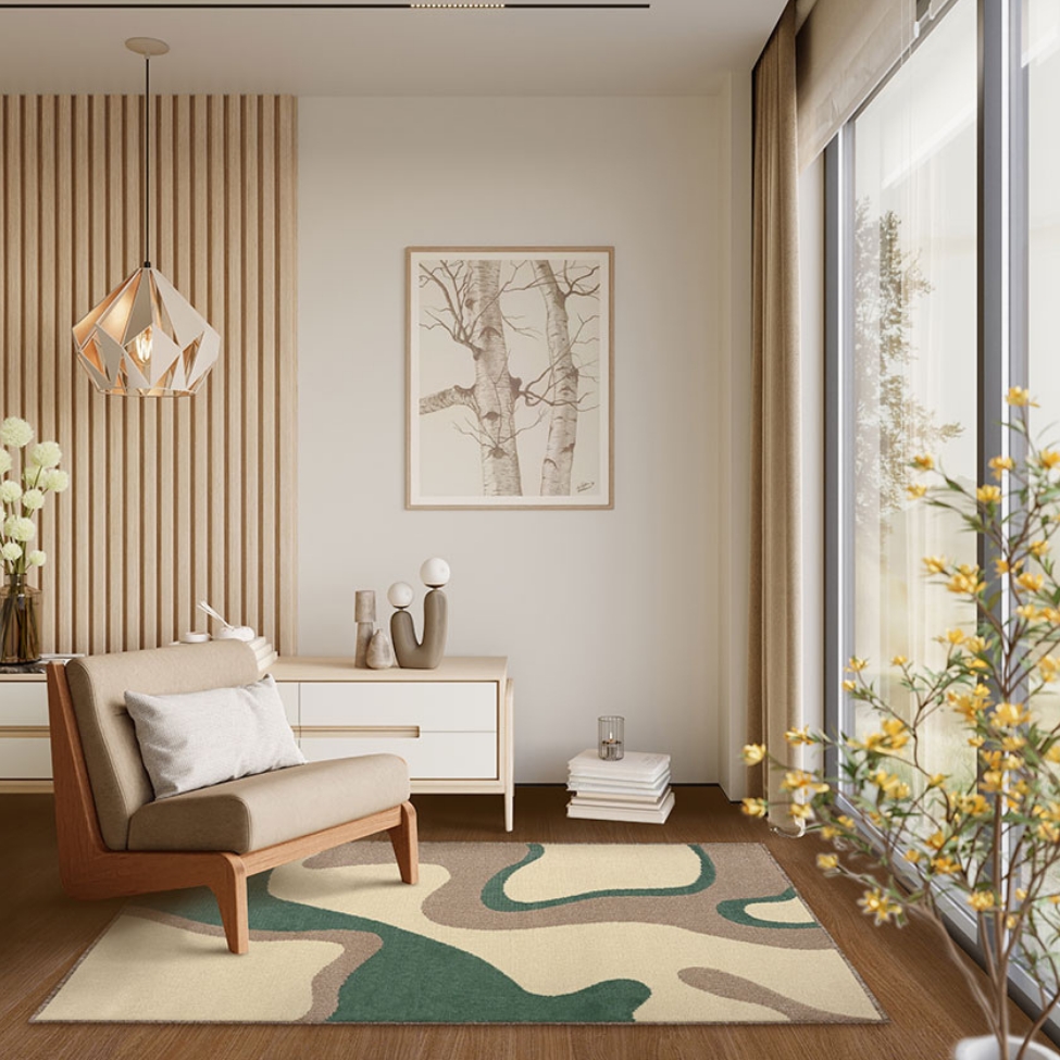 Tapete Herat New Retangular Roselan (100x150) Bege e Verde