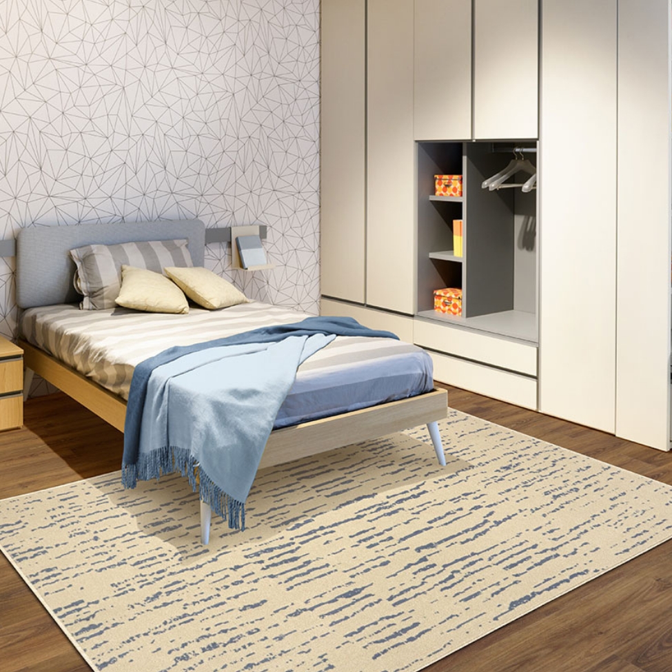 Tapete Herat New Retangular Roselan (150x200) Bege e Azul