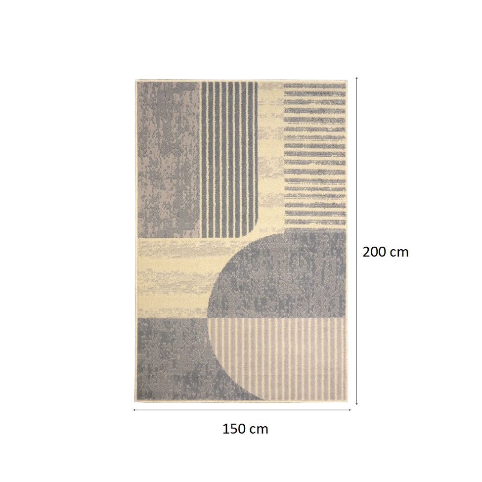 Tapete Labella Livre Retangular Veludo (150x200) Cinza e Bege