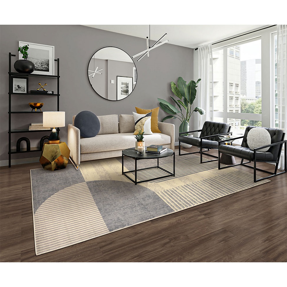Tapete Labella Livre Retangular Veludo (200x300) Cinza e Bege
