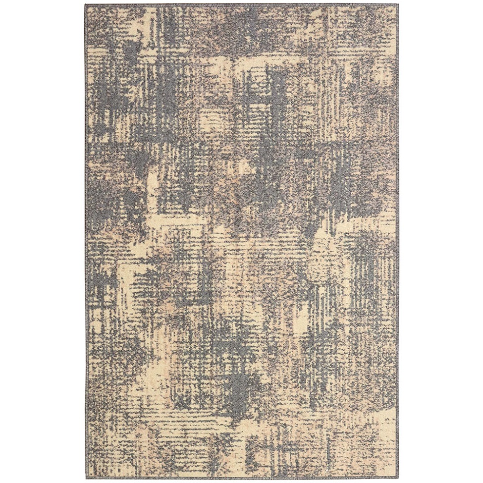 Tapete Labella Patina Retangular Veludo (100x1500) Cinza e Bege