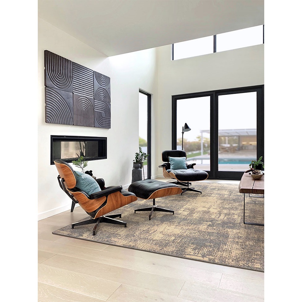 Tapete Labella Patina Retangular Veludo (200x250) Cinza e Bege