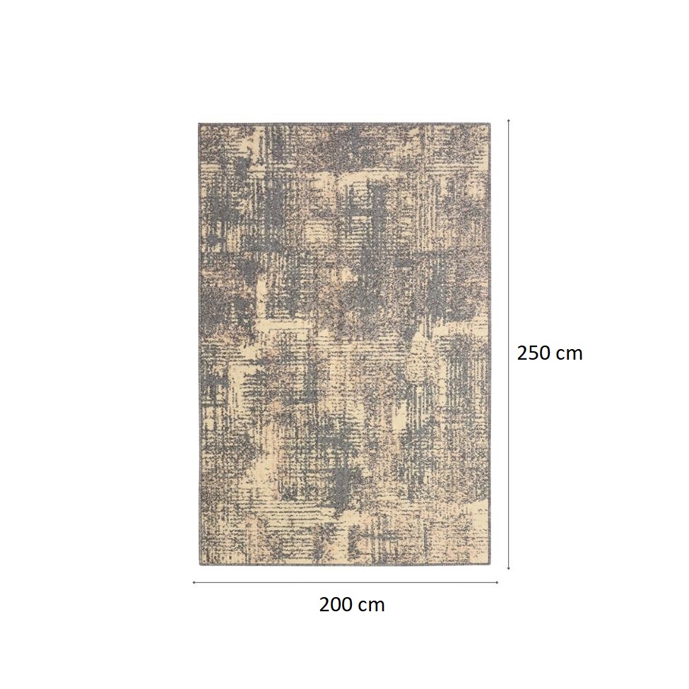 Tapete Labella Patina Retangular Veludo (200x250) Cinza e Bege