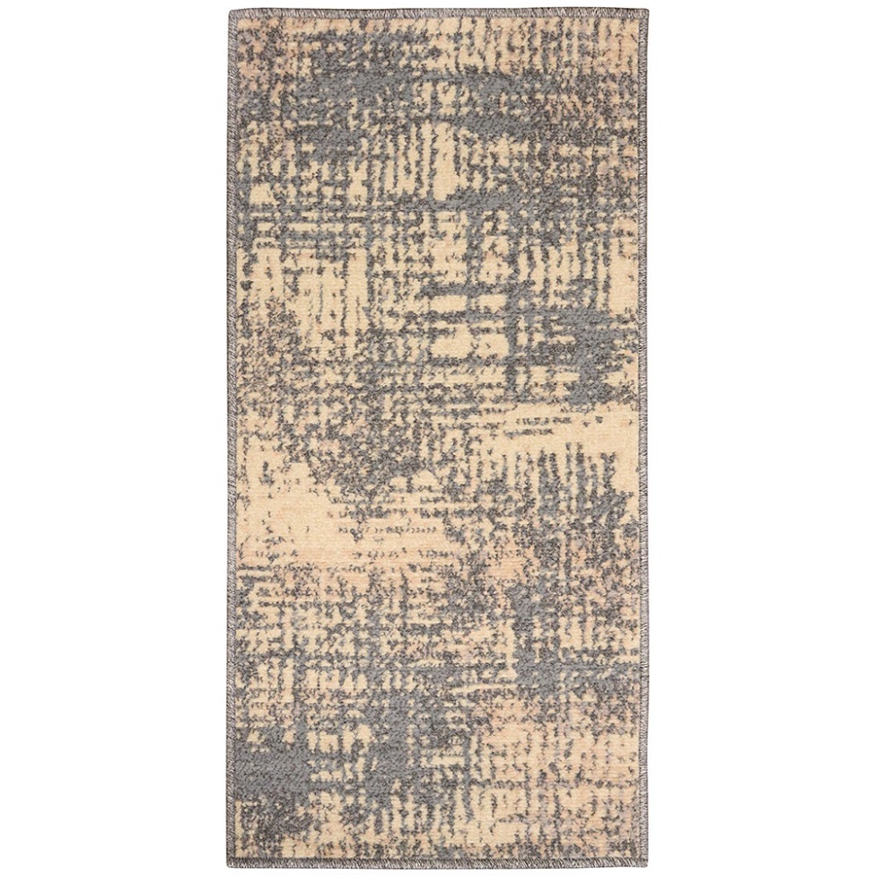 Tapete Labella Patina Retangular Veludo (50x100) Cinza e Bege