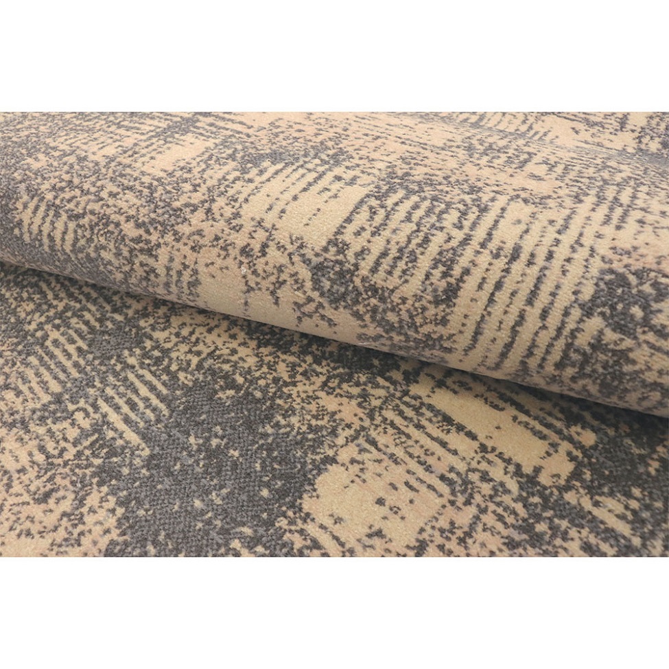 Tapete Labella Patina Retangular Veludo (50x100) Cinza e Bege