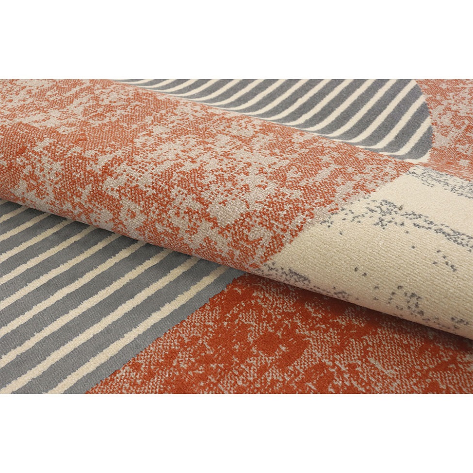 Tapete Labella Temático Retangular Veludo (100x150) Laranja e Bege