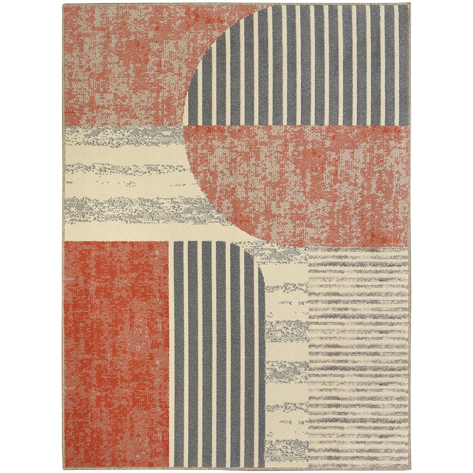 Tapete Labella Temático Retangular Veludo (150x200) Laranja e Bege