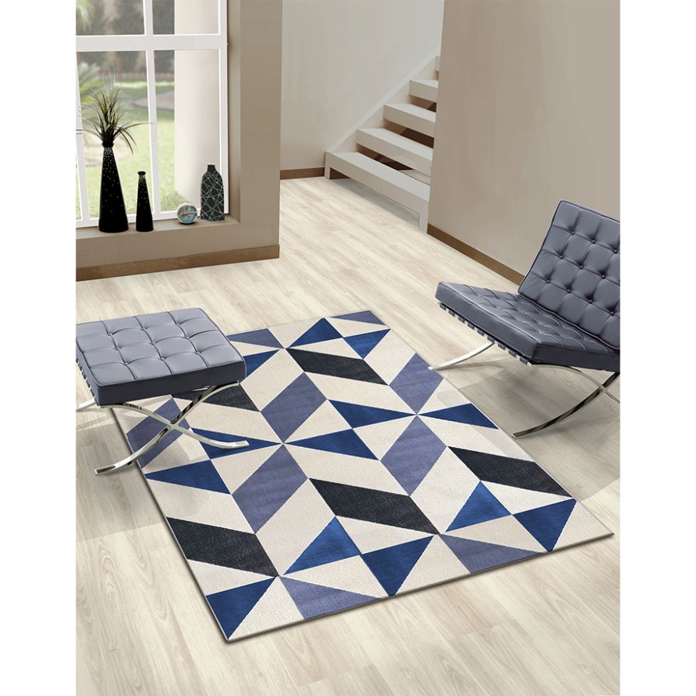 Tapete Lyre Retangular Polipropileno (100x150) Azul