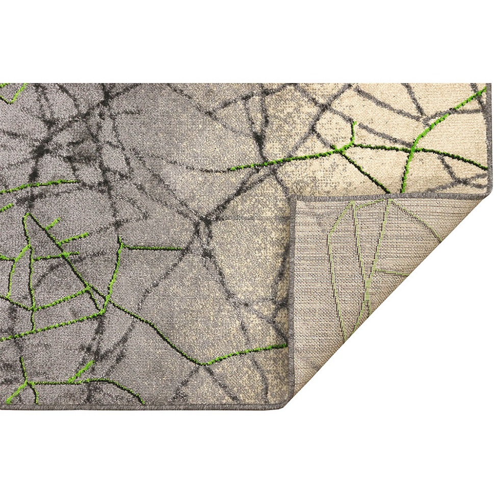 Tapete New Look Arabesco Retangular Veludo (200x290) Cinza e Verde