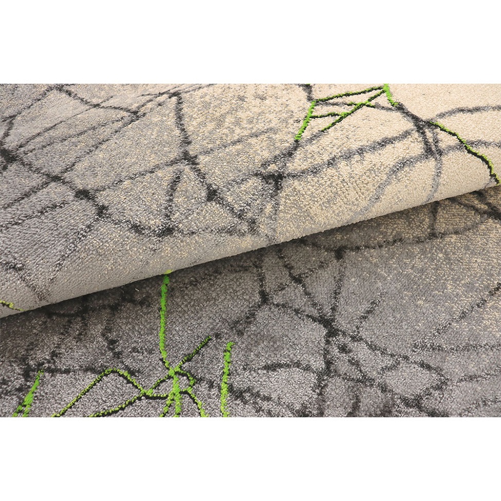 Tapete New Look Arabesco Retangular Veludo (200x290) Cinza e Verde