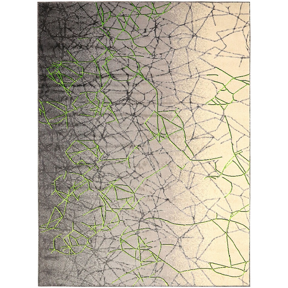 Tapete New Look Arabesco Retangular Veludo (300x400) Cinza e Verde