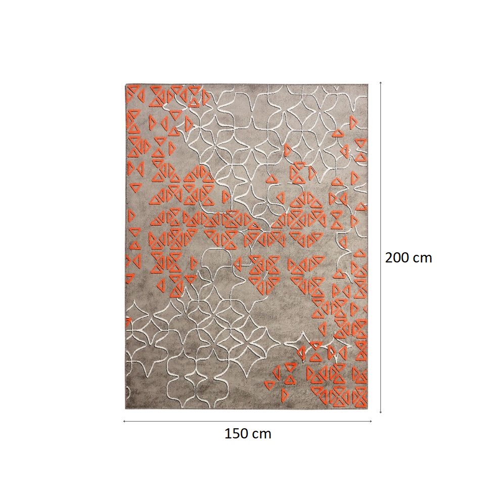 Tapete New Look Magia Retangular Veludo (150x200) Cinza e Laranja