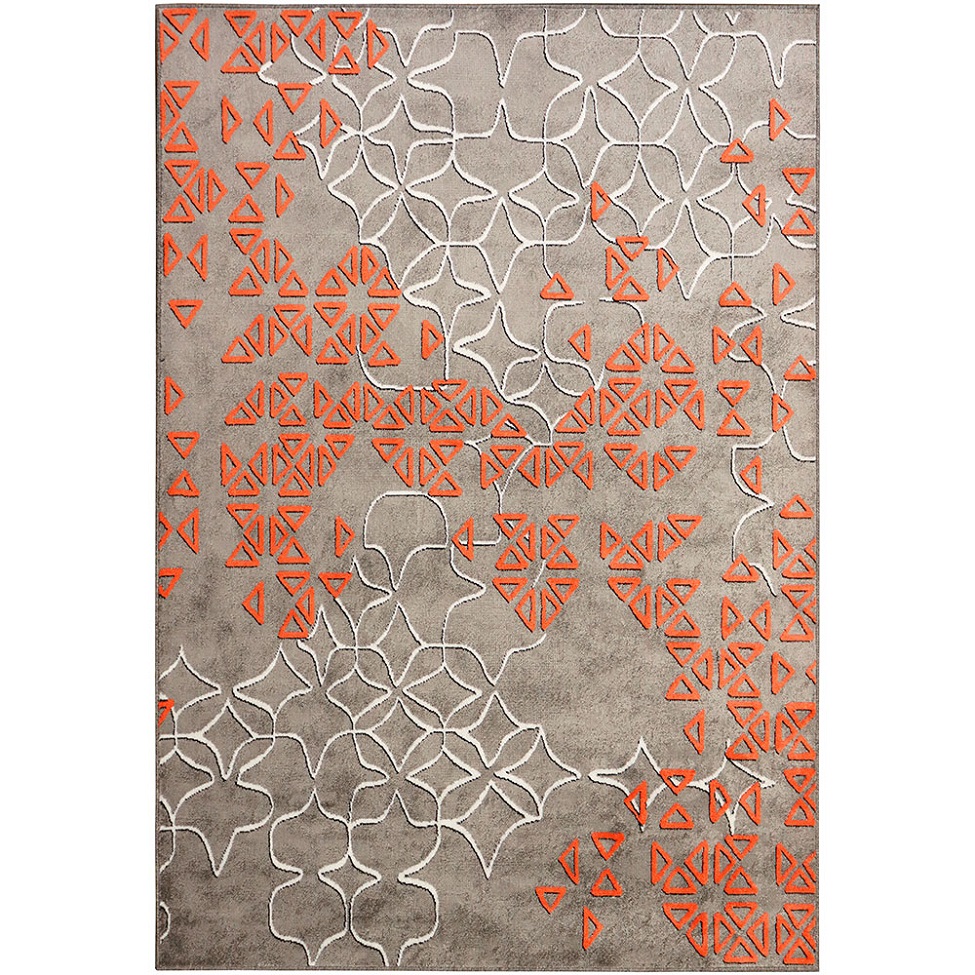 Tapete New Look Magia Retangular Veludo (200x290) Cinza e Laranja