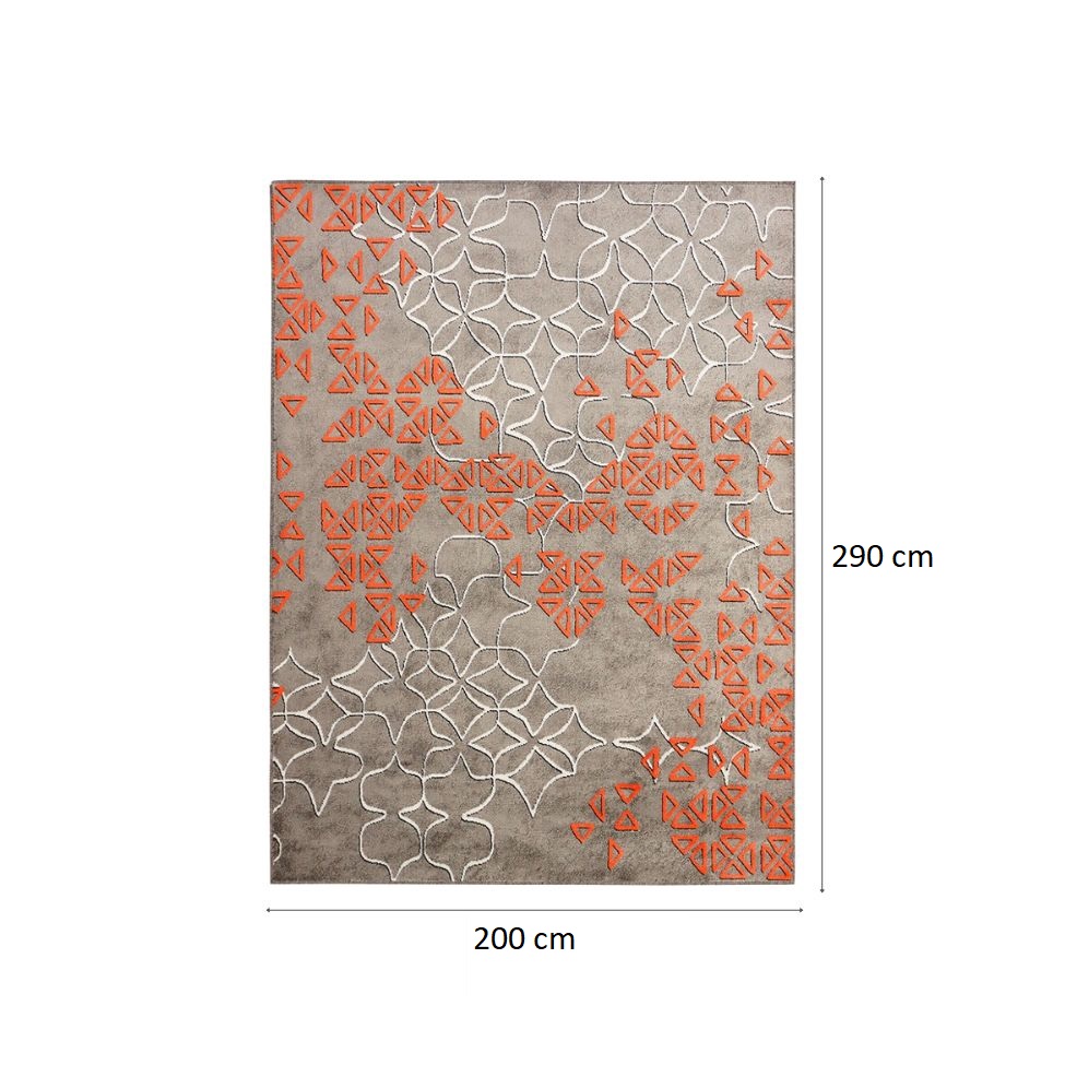 Tapete New Look Magia Retangular Veludo (200x290) Cinza e Laranja