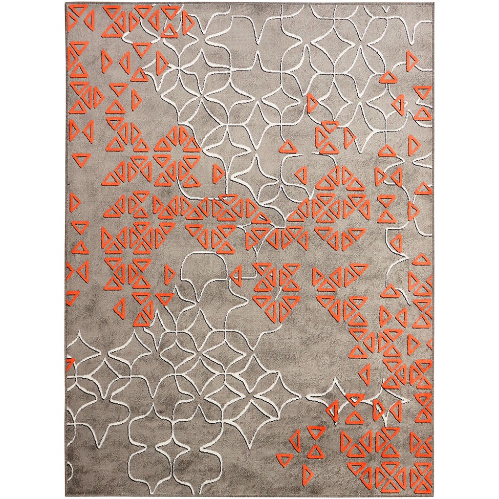Tapete New Look Magia Retangular Veludo (300x400) Cinza e Laranja