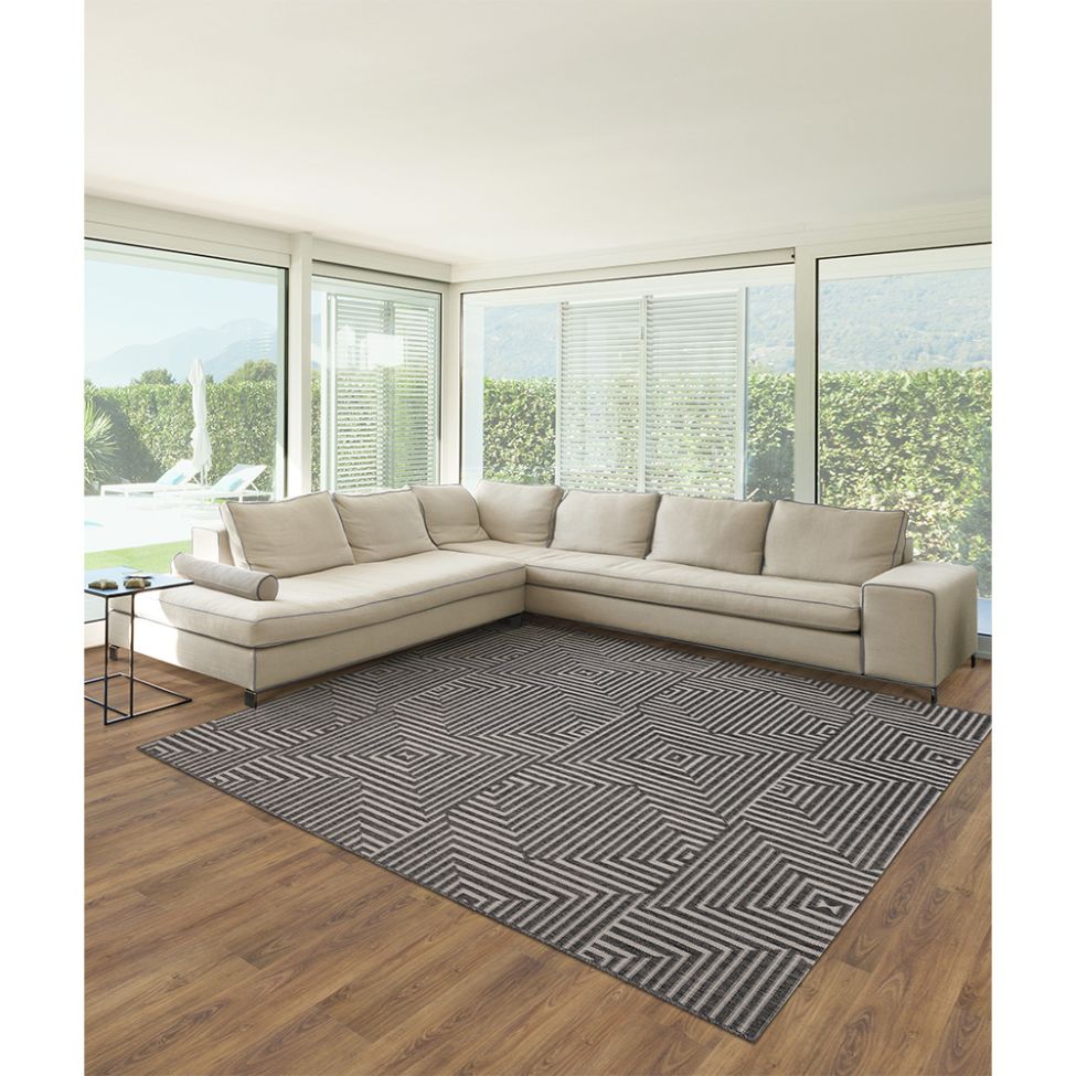 Tapete Outdoor Retangular Polipropileno (200x250) Preto e Branco