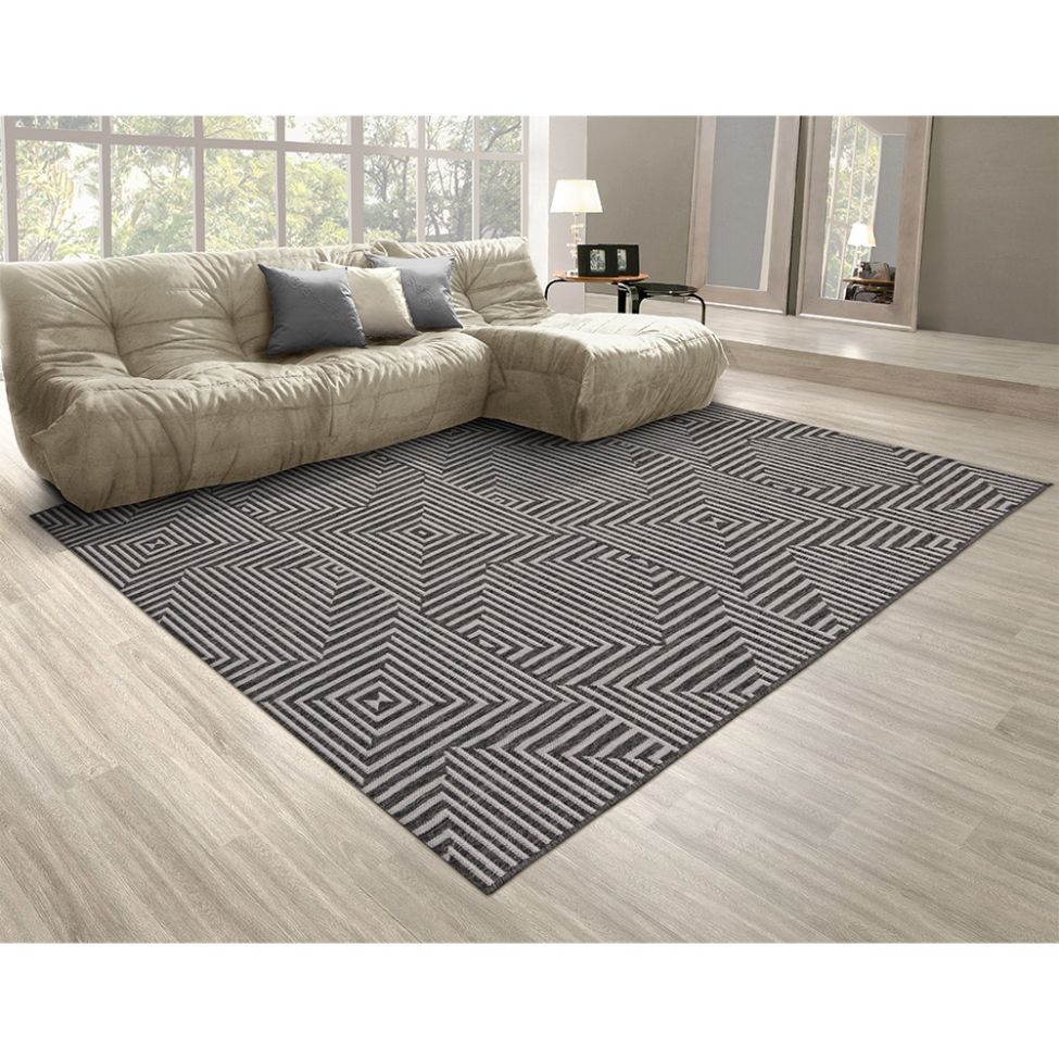 Tapete Outdoor Retangular Polipropileno (200x290) Preto e Branco