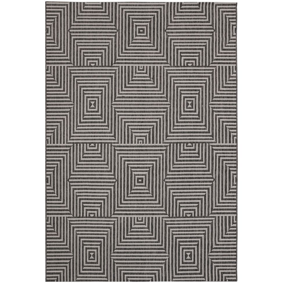 Tapete Outdoor Retangular Polipropileno (200x290) Preto e Branco