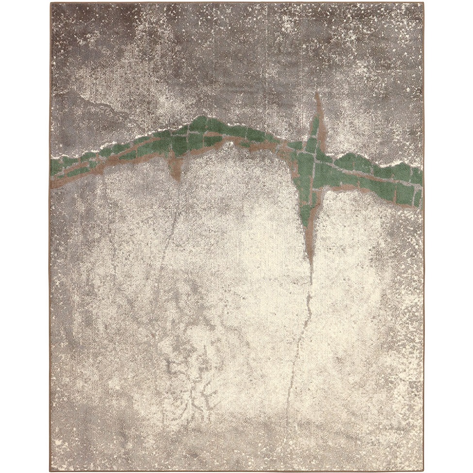 Tapete Perfeita Conexão Retangular Veludo (200x250) Cinza e Verde