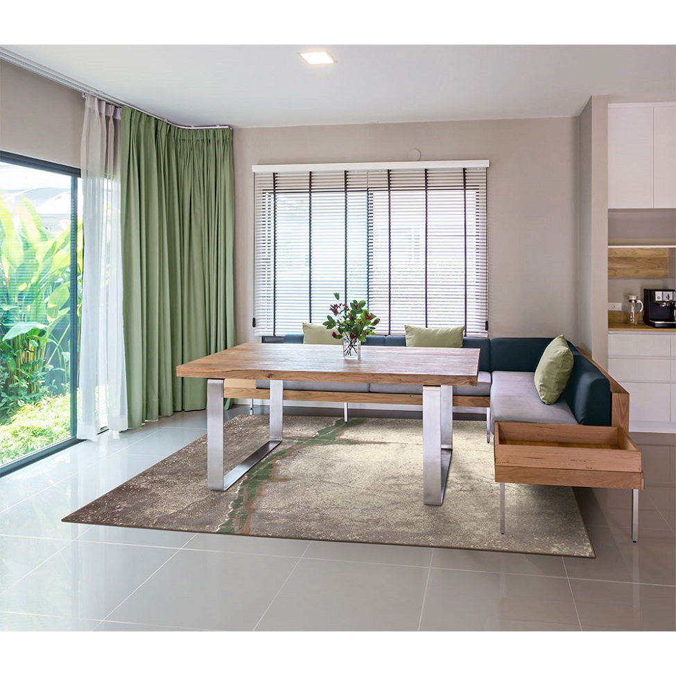 Tapete Perfeita Conexão Retangular Veludo (200x250) Cinza e Verde
