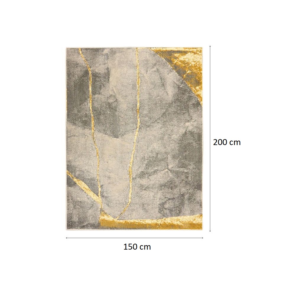 Tapete Perfeita Ouro Retangular Veludo (150x200) Cinza e Dourado
