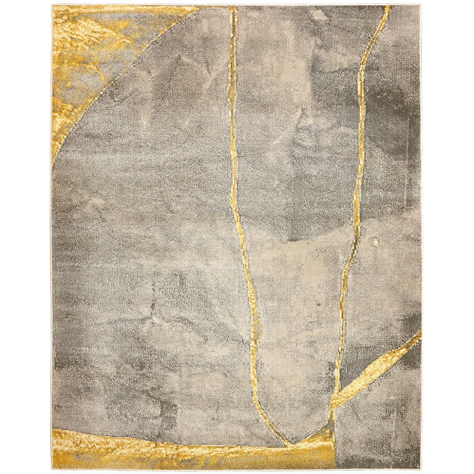 Tapete Perfeita Ouro Retangular Veludo (200x250) Cinza e Dourado