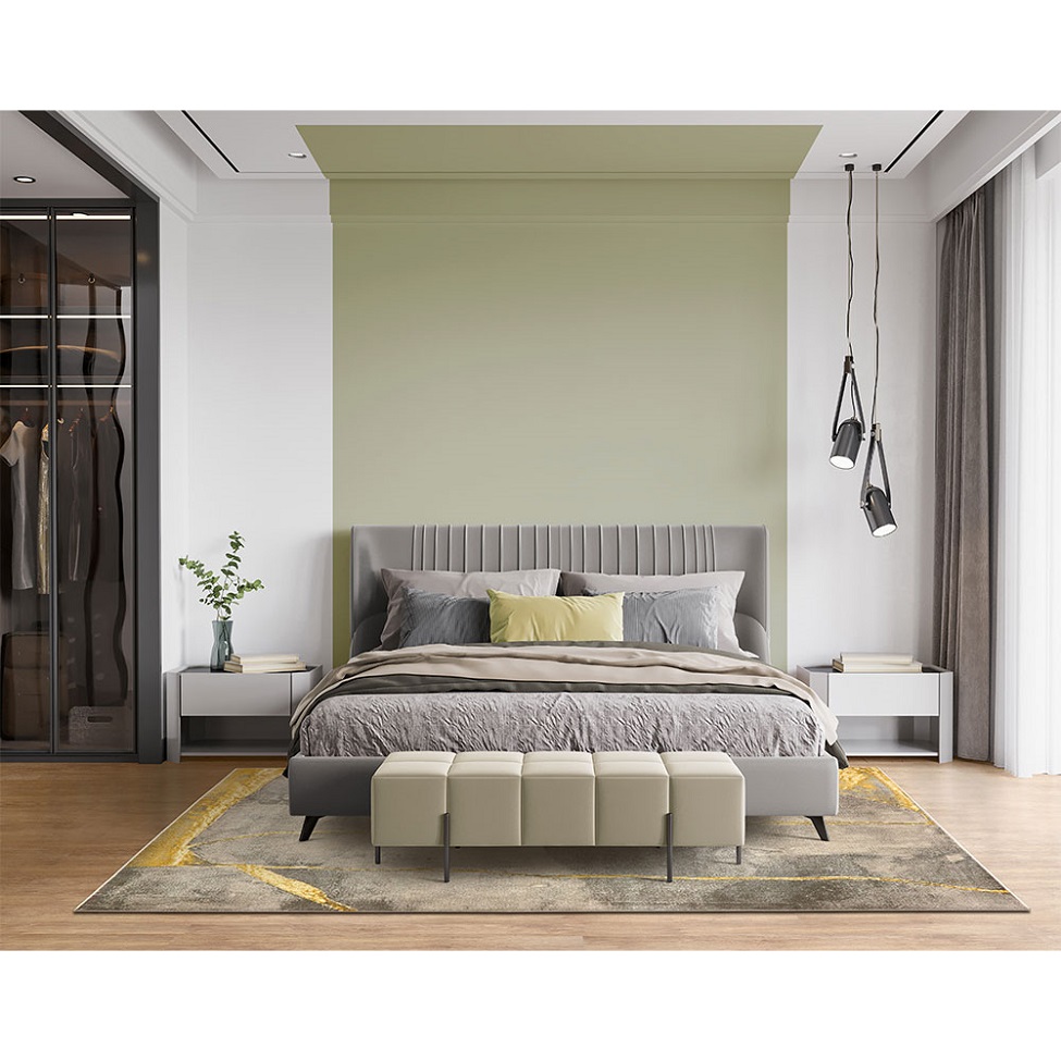 Tapete Perfeita Ouro Retangular Veludo (200x250) Cinza e Dourado